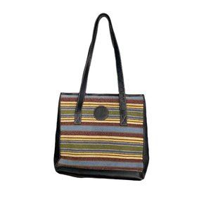 BORN STRIPED HANDBAG - DOUBLE HANDLES!